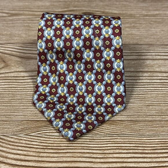 Nina Ricci Men’s Silk Necktie Tie Burgundy‎ Floral Pattern Made In Paris 57”x4” - Picture 10 of 10